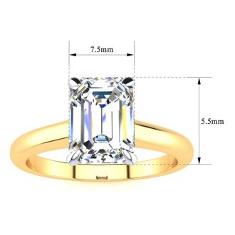 1 1/2 Carat Emerald Cut Diamond Solitaire Ring In 14K Yellow Gold