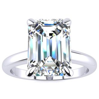 3 Carat Emerald Cut Diamond Solitaire Ring In 14K White Gold