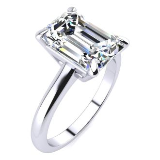 3 Carat Emerald Cut Diamond Solitaire Ring In 14K White Gold