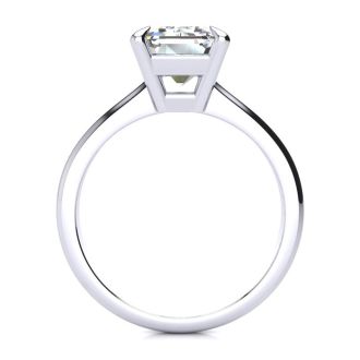 3 Carat Emerald Cut Diamond Solitaire Ring In 14K White Gold