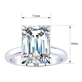 3 Carat Emerald Cut Diamond Solitaire Ring In 14K White Gold