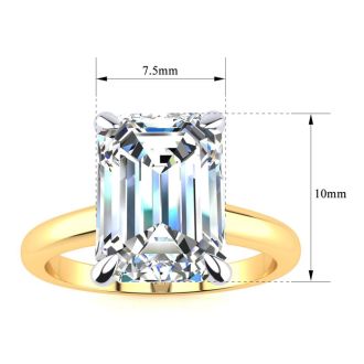 3 Carat Emerald Cut Diamond Solitaire Ring In 14K Yellow Gold