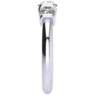 0.90 Carat Bar Set Three Stone Diamond Ring In 14K White Gold
