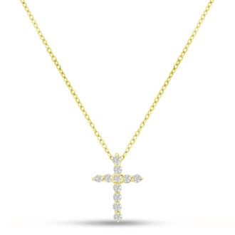 2 3/4 Carat Diamond Cross Necklace In 14 Karat Yellow Gold, 18 Inches Cable Chain