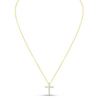 2 3/4 Carat Diamond Cross Necklace In 14 Karat Yellow Gold, 18 Inches Cable Chain