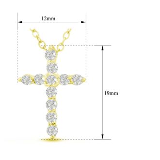 2 3/4 Carat Diamond Cross Necklace In 14 Karat Yellow Gold, 18 Inches Cable Chain