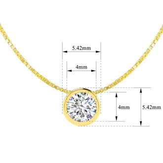 1/4 Carat Bezel Set Diamond Solitaire Necklace in 14K Yellow Gold, 18 Inches