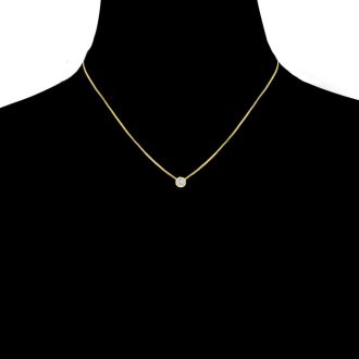 1/4 Carat Bezel Set Diamond Solitaire Necklace in 14K Yellow Gold, 18 Inches