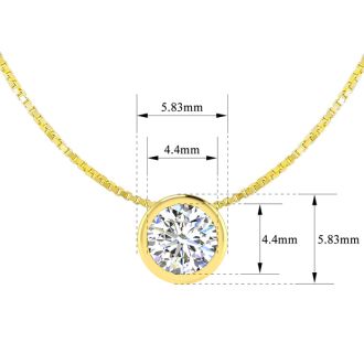 1/3 Carat Bezel Set Diamond Solitaire Necklace in 14K Yellow Gold, 18 Inches