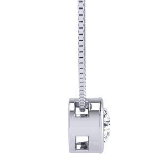 3/4 Carat Bezel Set Diamond Solitaire Necklace in 14K White Gold, 18 Inches