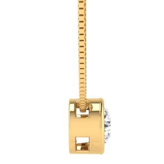 1 Carat Bezel Set Diamond Solitaire Necklace in 14K Yellow Gold, 18 Inches