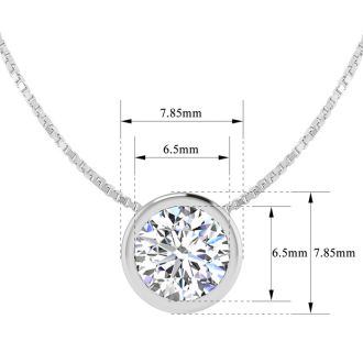 1 Carat Bezel Set Diamond Solitaire Necklace in 14K White Gold, 18 Inches