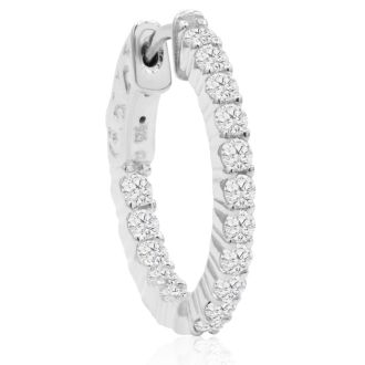 1 Carat Crystal Hoop Earrings In Sterling Silver, 3/4 Inch
