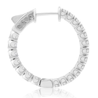 1 1/2 Carat Crystal Hoop Earrings In Sterling Silver, 1 Inch