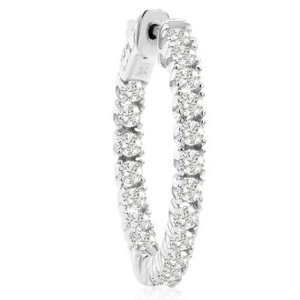 1 1/2 Carat Crystal Hoop Earrings In Sterling Silver, 1 Inch