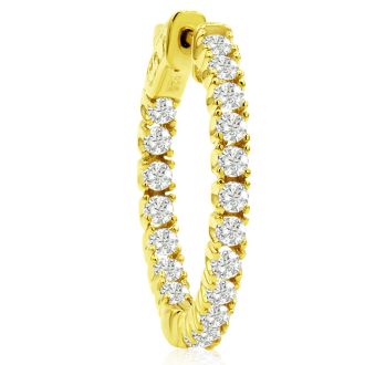 1 1/2 Carat Crystal Hoop Earrings In 14K Yellow Gold Over Sterling Silver, 1 Inch