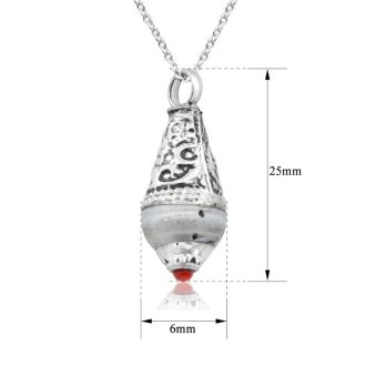 Vintage Tibetan Mother of Pearl and Coral Teardrop Necklace With Free Chain, 18 Inches