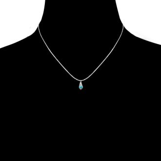 Vintage Tibetan Turquoise and Coral Teardrop Necklace With Free Chain, 18 Inches