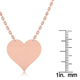 14K Rose Gold Over Sterling Silver Heart Necklace With Free Mother's Day Custom Engraving, 18 Inches