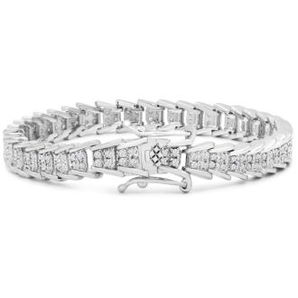 2 Carat Diamond Bracelet In Platinum Overlay, 7 Inches. An Update Of A Beloved Style!  You Will Love This Bracelet!