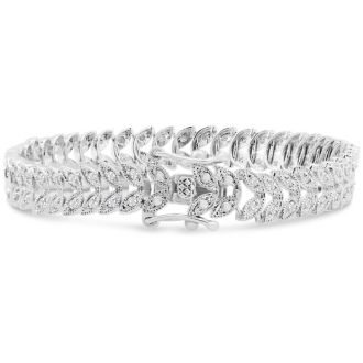1 Carat Diamond Petal Bracelet In Platinum Overlay, 7 Inches. Brand New Exclusive Gorgeous Bracelet!