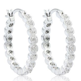Diamond Hoop Earrings | 1/4 Carat Diamond Hoop Earrings, 3/4 Inch ...