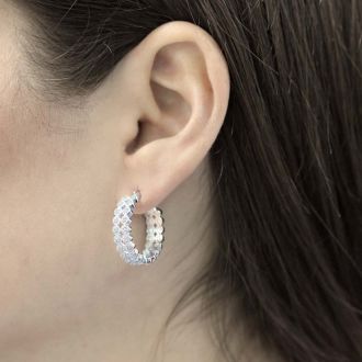 Double row diamond hoop earrings outlet