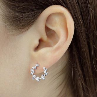 Vine Leaf Diamond Earrings, 1/2 Inch. Brand New Beautiful Style!