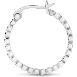 Classic Diamond Hoop Earrings, 1 Inch