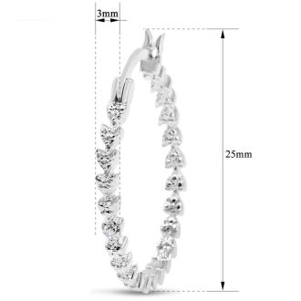 Classic Diamond Hoop Earrings, 1 Inch