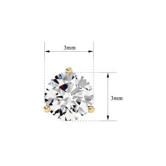1/4 Carat Natural Genuine Diamond Stud Earrings In Martini Setting, 14 Karat Yellow Gold