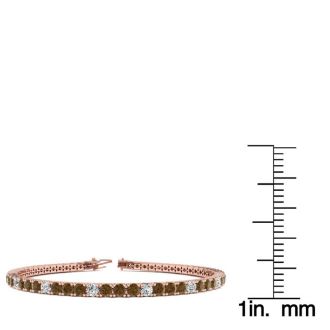 3 1/2 Carat Chocolate Bar Brown Champagne And White Diamond Alternating Tennis Bracelet In 14 Karat Rose Gold Available In 6-9 Inch Lengths