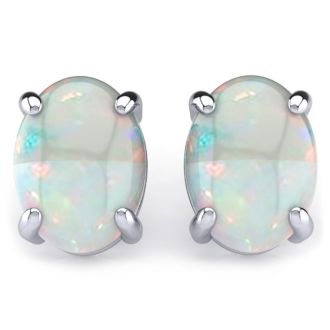 2 Carat Opal Stud Earrings In Sterling Silver