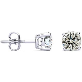 1.45 Carat Colorless Diamond Stud Earrings 14 Karat White Gold