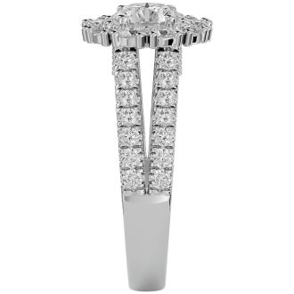 2 1/4 Carat Round Shape Halo Diamond Engagement Ring In 14K White Gold