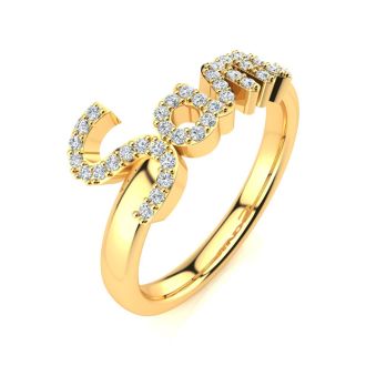 Personalized Diamond Name Ring In 14K Yellow Gold - 3 Letters, 1/5cttw