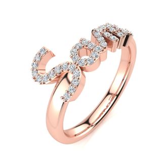 Personalized Diamond Name Ring In 14K Rose Gold - 3 Letters, 1/5cttw