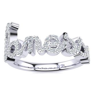 Personalized Diamond Name Ring In 14K White Gold - 7 Letters, 3/8cttw