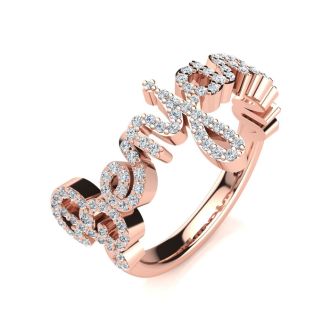 Personalized Diamond Name Ring In 14K Rose Gold - 8 Letters, 1/2cttw