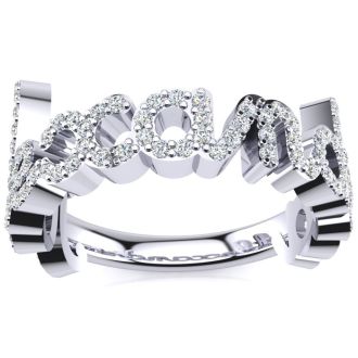 Personalized Diamond Name Ring In 14K White Gold - 9 Letters, 0.60cttw