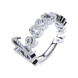 Personalized Diamond Name Ring In 14K White Gold - 9 Letters, 0.60cttw