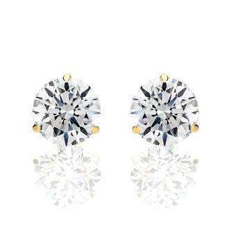 1.65 Carat Colorless Diamond Stud Earrings in 14 Karat Yellow Gold Martini Setting