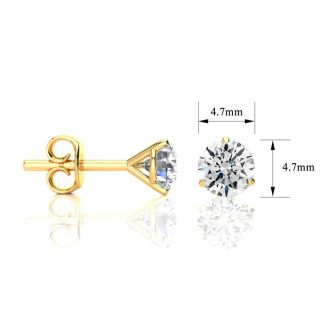 1.65 Carat Colorless Diamond Stud Earrings in 14 Karat Yellow Gold Martini Setting