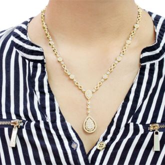 14 Karat Yellow Gold 6.77 Carat Handmade Diamond Necklace. SuperJeweler's Newest Incredible Fine Jewelry Statement Piece