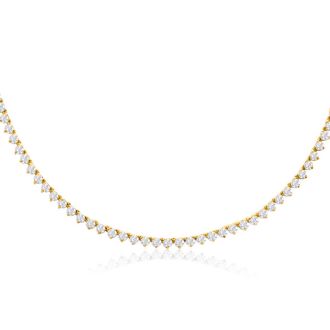 10 Carat Diamond Tennis Necklace In 14 Karat Yellow Gold