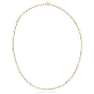 10 Carat Diamond Tennis Necklace In 14 Karat Yellow Gold