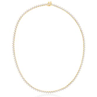 10 Carat Diamond Tennis Necklace In 14 Karat Yellow Gold