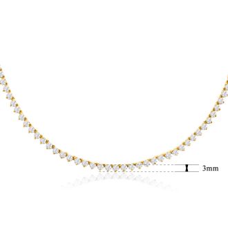 10 Carat Diamond Tennis Necklace In 14 Karat Yellow Gold