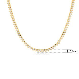 8.33 Carat Diamond Tennis Necklace In 14 Karat Yellow Gold, 17 Inches