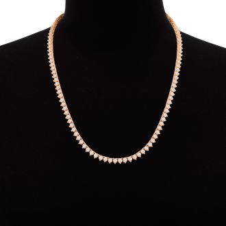8.33 Carat Diamond Tennis Necklace In 14 Karat Rose Gold, 17 Inches